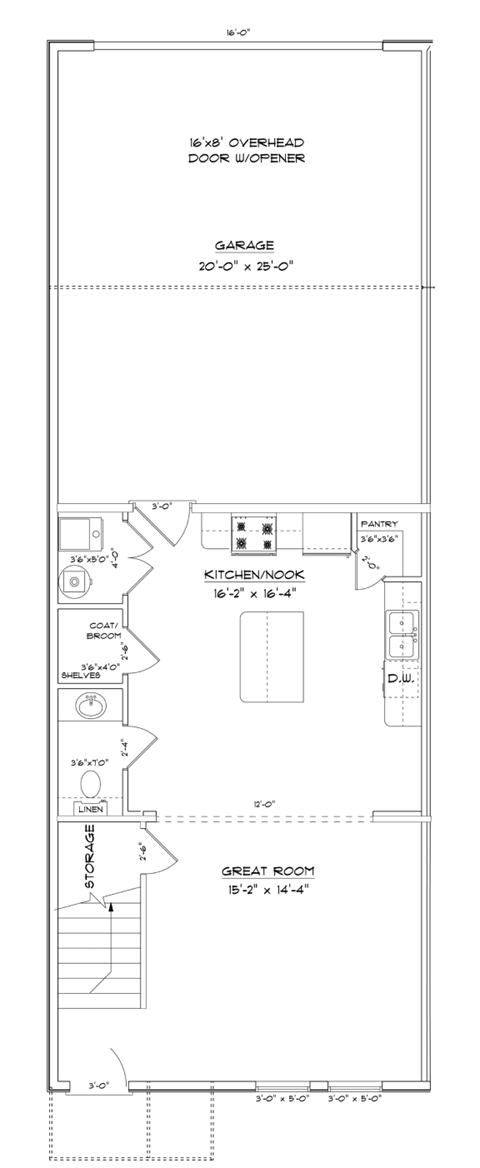 Floor plan for 3 beds, 2.5 baths, 1552 sqft